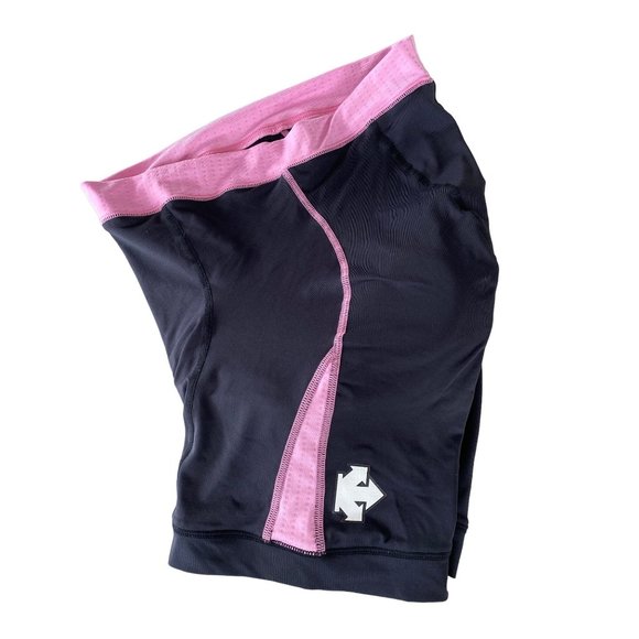 Descente Pants - Descente Cycling Shorts Women's L Black/Pink Logo Thick Chamois Racing Riding